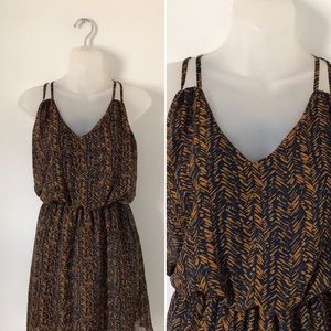 Poetry navy and tan light and floaty dress